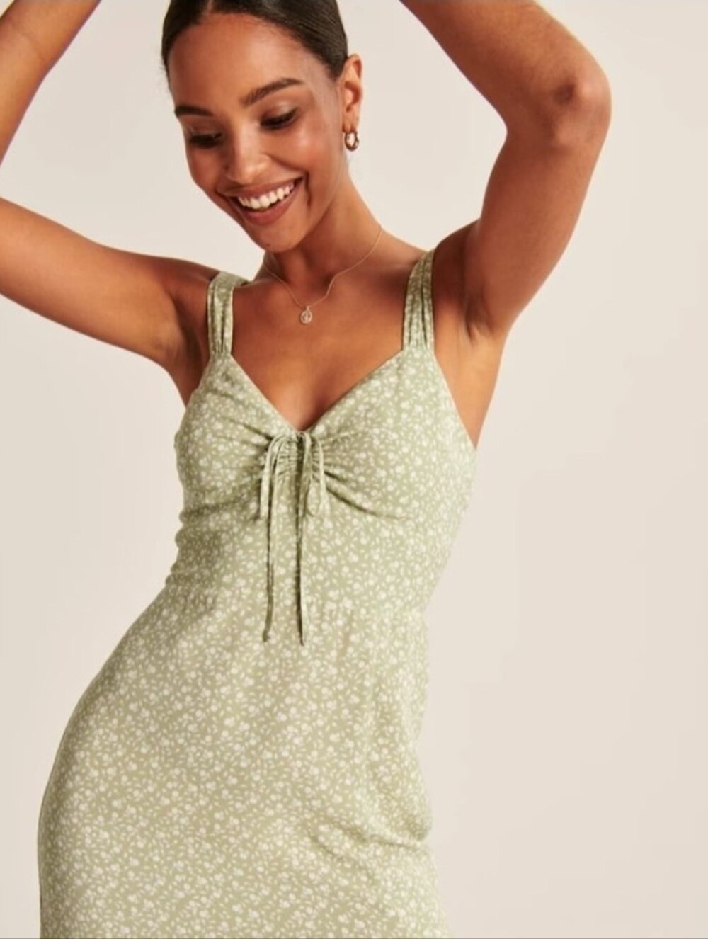Abercrombie & Fitch Light Green Floral Midi Dress